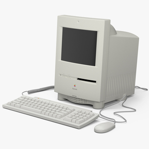 3D Vintage Apple Macintosh Color Classic with Keyboard and Mouse