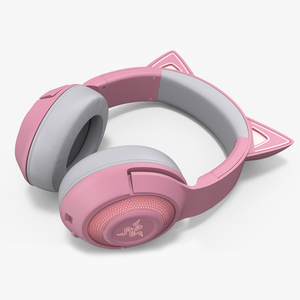 Headphones Razer Kraken BT Kitty Edition Quartz Turned On 3D