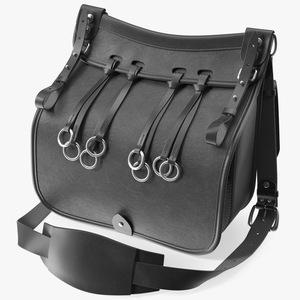 Hunting Black Leather Hiking Bag 3D