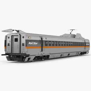 3D Bullet Train Passenger Car Rail Star Rigged model