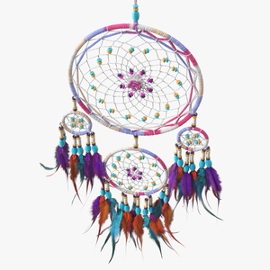 Decorative Dreamcatcher with Four Rings 3D model