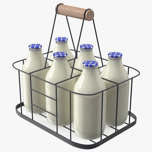 3D Skimmed Milk Bottles with Foil Top in Carrying Case