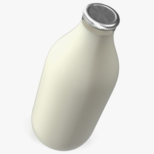 Glass Bottle of Whole Milk Bottle with Foil Top 3D