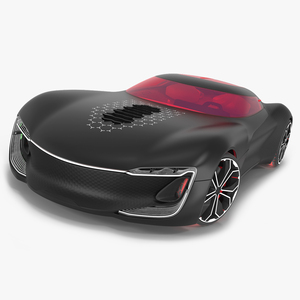 3D Electric Sports Car Black Rigged for Cinema 4D