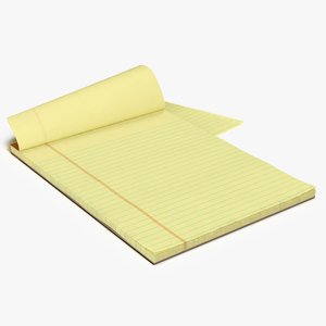 Blank Yellow Legal Pad 3D