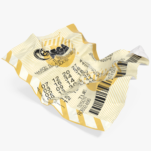 Crumpled Mega Millions Lottery Ticket 3D