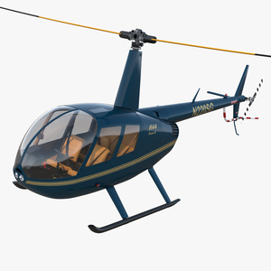 3D Light Helicopter Robinson R44 Rigged