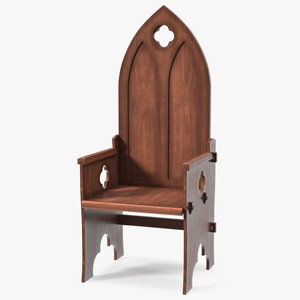 3D Carved Medieval Gothic Style Arched Back Chair