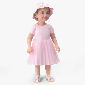 Toddler Girl Everyday Summer Dress Standing Fur 3D