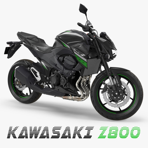 3D Kawasaki Z800 2016 Green Rigged