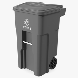 Waste Bin with Lid and Wheels Grey 3D model