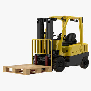 Forklift with Wooden Pallet 3D