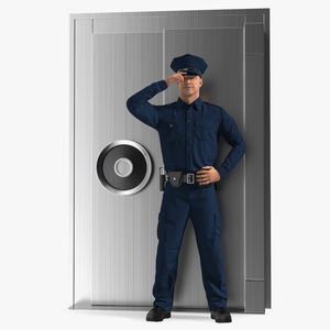 3D model Security Guard with Bank Vault