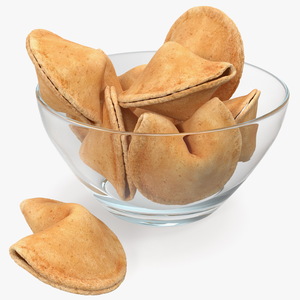 3D Fortune Cookies in Bowl model