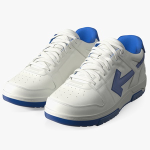 3D Leather Sneakers Off White Blue