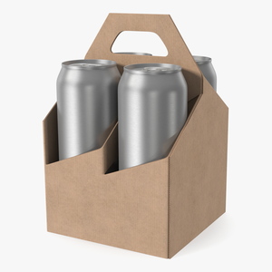 3D Four Pack Holder Carrier with Aluminum Cans model