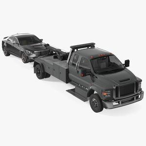 3D Car Tow Truck with Transportable Car Rigged model