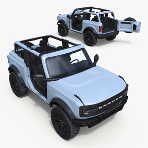 3D 4X4 Ford Bronco Two Door Cactus Gray Rigged model