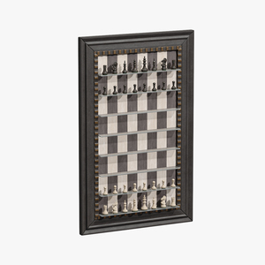 3D Vertical Wall Chess Dark Wood Set model