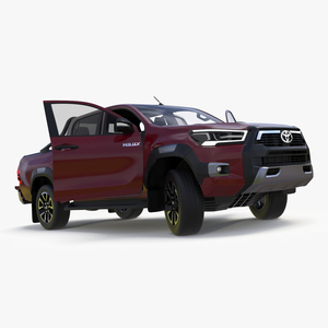 3D Toyota Hilux 2022 Red Rigged model