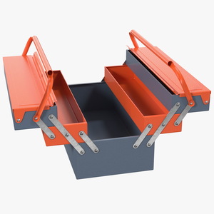 Metal Cantilever Tool Box Orange Rigged 3D model