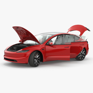 Tesla Model 3 2024 Red Rigged 3D model