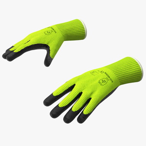 3D model Safety Work Gloves Green Rigged for Cinema 4D