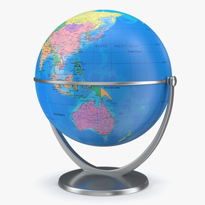 Political World Globe with Stand 3D