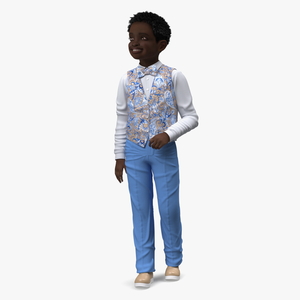 Black Child Boy Party Style Pose 3D