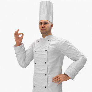 3D Professional Chef Character in Pose for 3D Print model