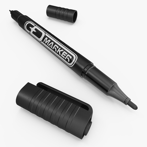 Permanent Marker Ultra Fine Tip Black Open 3D