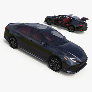 3D Refined Mid Size Car Black Rigged model