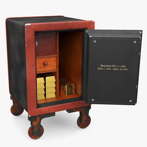 Antique Safe with Gold Bars 3D