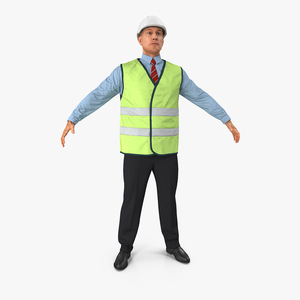 3D Construction Architect in Yellow Safety Jacket