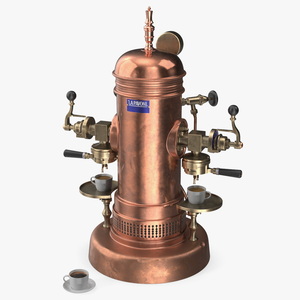 3D La Pavoni Vintage Copper Espresso Machine with Coffee model
