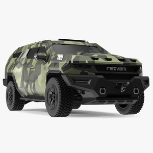 2023 Rezvani Vengeance Armored SUV Camouflage Colored Lights Off 3D model