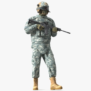 3D Equipped Military Soldier in Grey Camo Walking