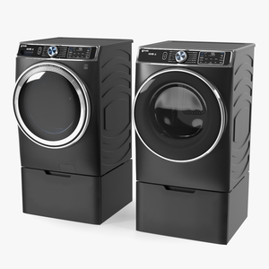 Profile Washer and Dryer Set Black 3D model