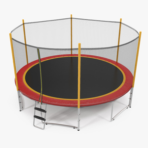 3D Round Trampoline with Safety Enclosure model