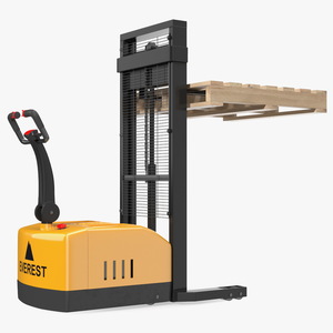 3D Pallet Stacker Everest Yellow with Wooden Pallet model