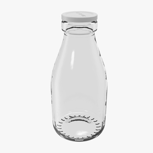 3D Milk Glass Pint Bottle Empty model