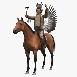 3D Native American Chief on Horseback Fur model