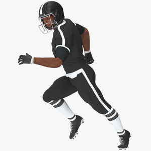 3D Black Uniform Black Man Football Player Rigged