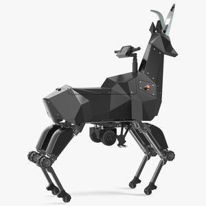 3D model Black Ridable Goat Robot Rigged for Cinema 4D