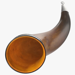 Old Dark Drinking Horn with Silver Trim 3D model