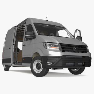 3D model Volkswagen Crafter Van 2024 Long Silver Metallic Rigged