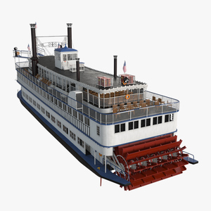 3D model Paddle Wheeled Steamboat Rigged for Maya