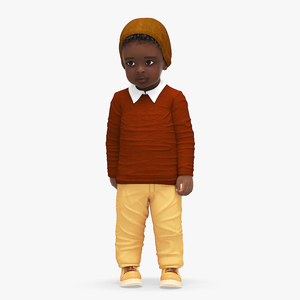 3D Black Toddler Boy Everyday Autumn Style Standing model