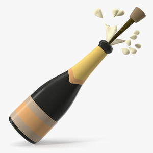 3D model Bottle with Popping Cork Emoji