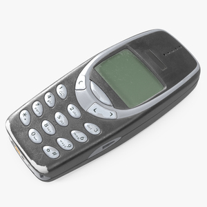 3D model Worn Retro Phone Black Switched Off